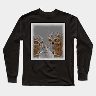 cat priest with cactus alien demons Long Sleeve T-Shirt